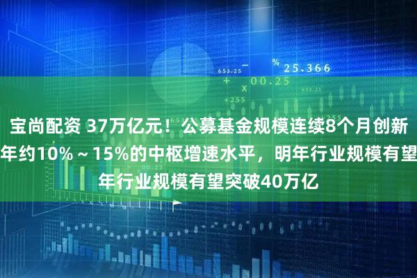 宝尚配资 37万亿元！公募基金规模连续8个月创新高 若延续近年约10%～15%的中枢增速水平，明年行业规模有望突破40万亿